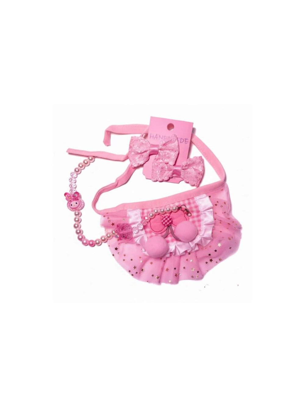 Pink Princess Dog Set | Charm Collar, Tutu & Bows - Picture 2 of 2